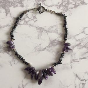 Amethyst and hematite handmade necklace